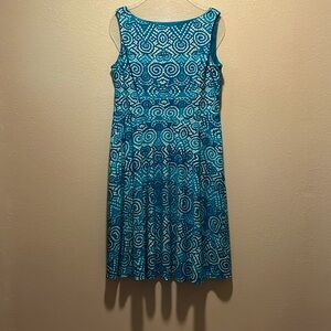 Evan-Picone Turquoise and White print dress size 12